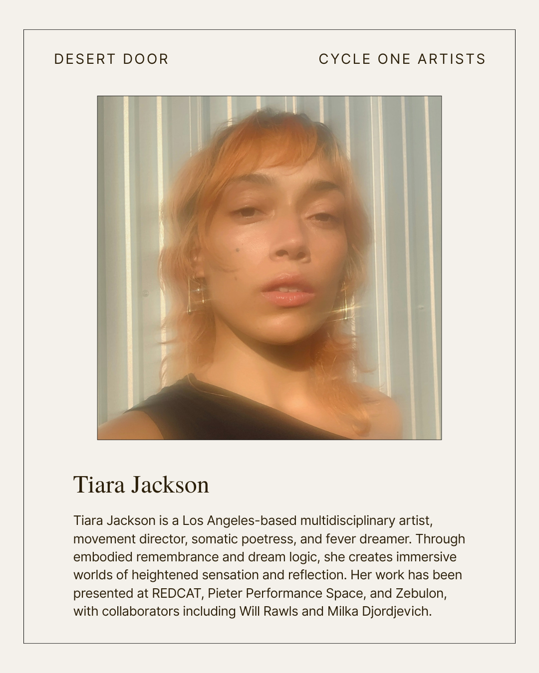 Desert Door 2026–2027 resident artist