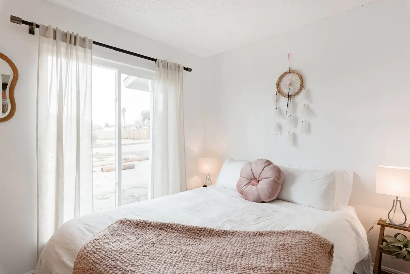 Bright bedroom with dream catcher